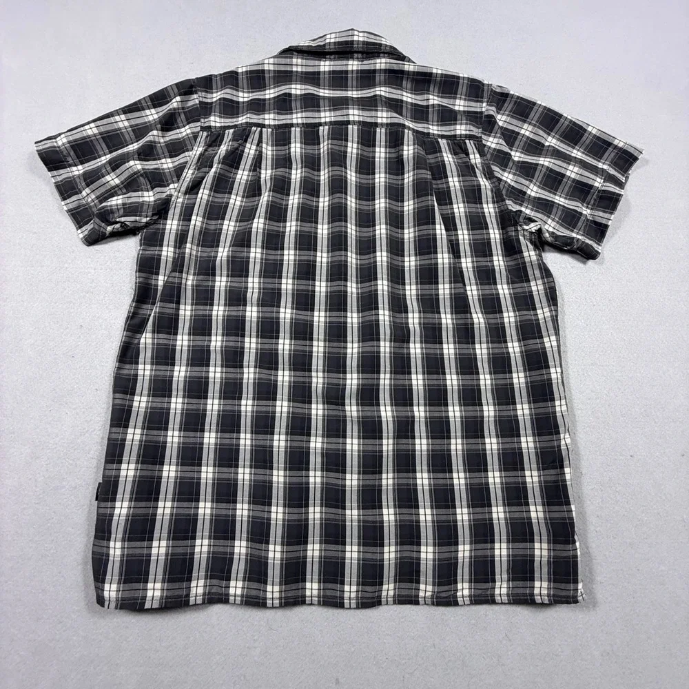 The North Face Mens Black White Plaid Short Sleeve Button Up Hiking‎ Shirt L